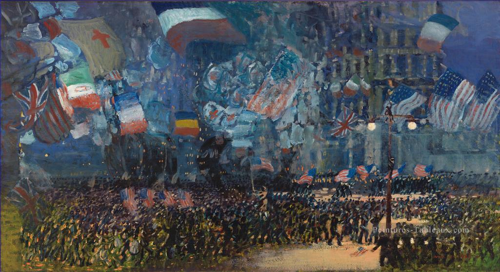 Armistice Night George luks scènes de rue de paysage urbain Peintures à l'huile
